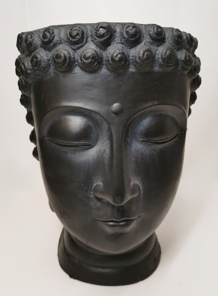 POT RESINE DE CIMENT VISAGE DE BOUDDHA NOIR 34 X 26.5 X 25 CM - Photo N°6