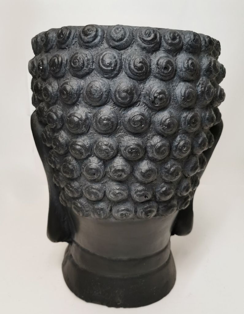 POT RESINE DE CIMENT VISAGE DE BOUDDHA NOIR 34 X 26.5 X 25 CM - Photo N°4