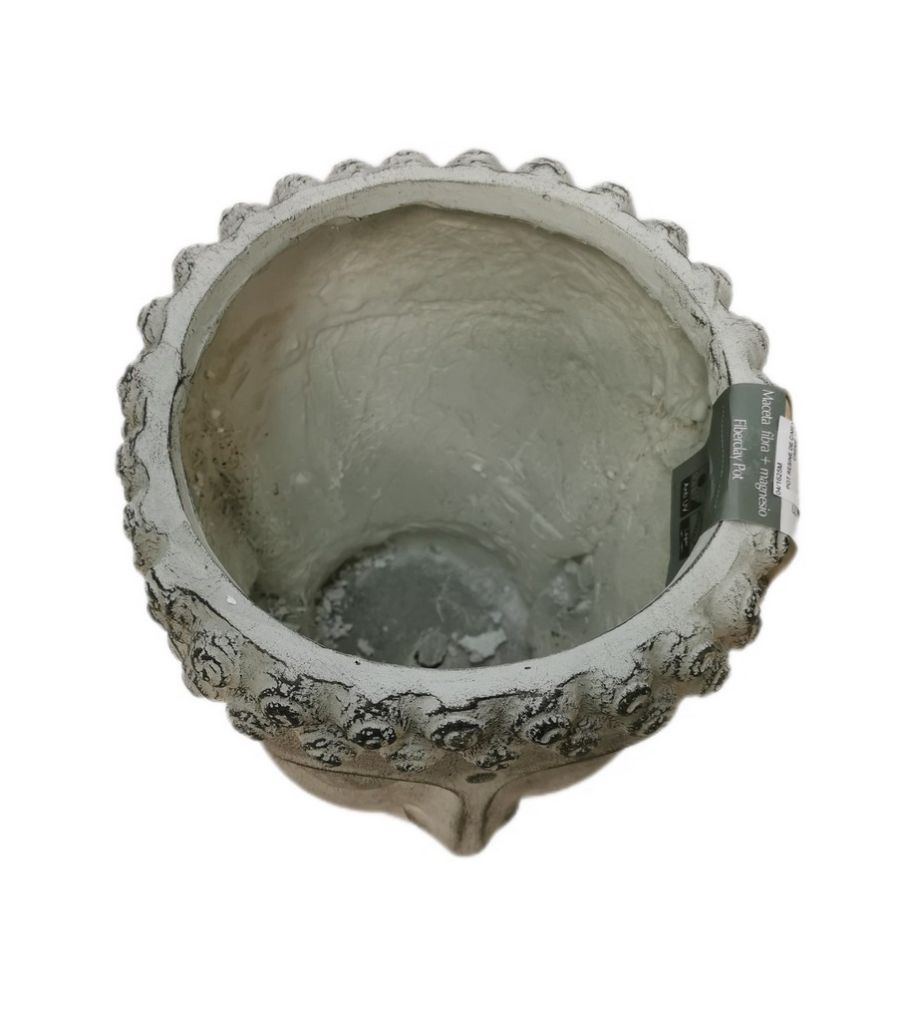 POT RESINE DE CIMENT VISAGE DE BOUDDHA GRIS 24 X 19 X 18 CM - Photo N°5