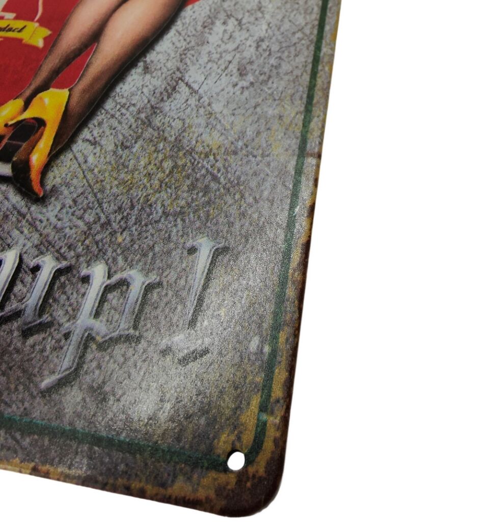 PLAQUE METAL MURALE 20X30 CM POMPE A ESSENCE ET PIN-UP - Photo N°3