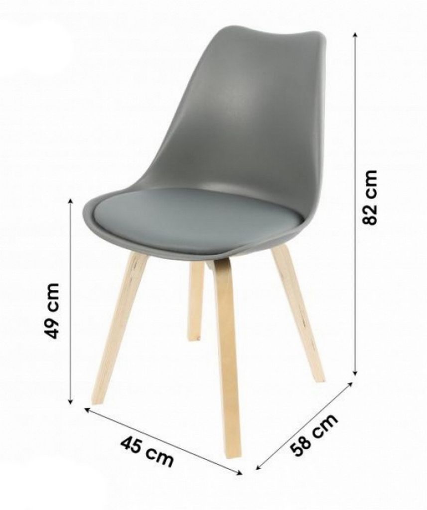 CHAISE EMY COQUILLE PVC ASSISE MATELASSEE 45 X 82 X 58 CM GRIS SOURIS - Photo N°6