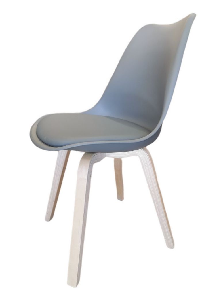 CHAISE EMY COQUILLE PVC ASSISE MATELASSEE 45 X 82 X 58 CM GRIS SOURIS - Photo N°3