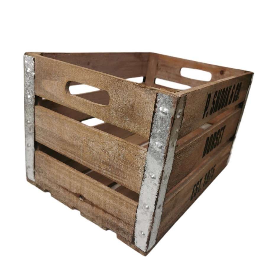 CAISSE A POMME EN BOIS ET ACIER 43.5 X 30.5 X 25.5 CM - Photo N°4
