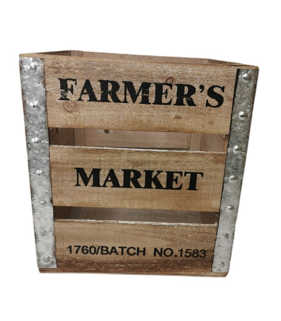 CAISSE A POMME CARRE EN BOIS ET ACIER 30 X 30 X 33 CM - Photo N°6