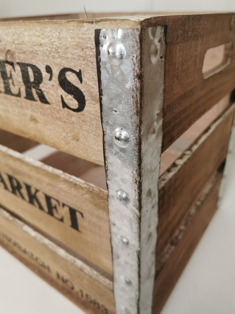 CAISSE A POMME CARRE EN BOIS ET ACIER 30 X 30 X 33 CM - Photo N°8