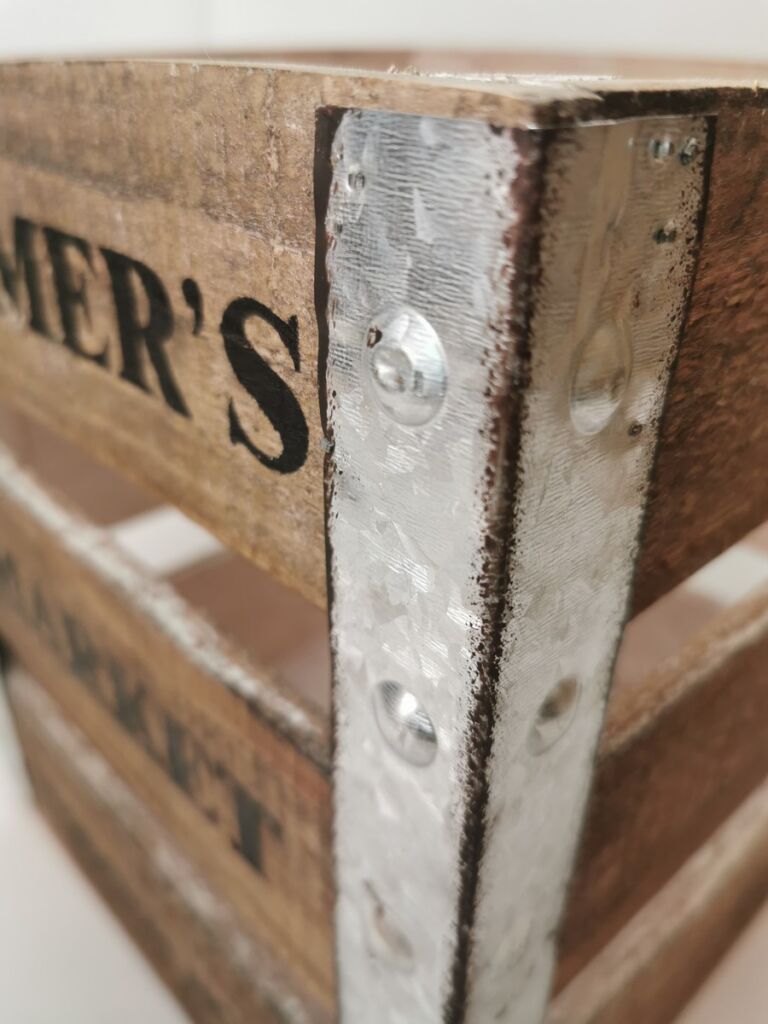 CAISSE A POMME CARRE EN BOIS ET ACIER 30 X 30 X 33 CM - Photo N°5