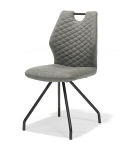 CHAISE CARLOS ZW PIED NOIR ET TISSU MICROFIBRE GRIS CAILLOU 45 X 56 X 92 CM