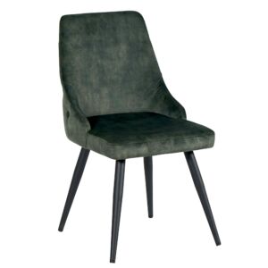 CHAISE CASTA VELOURS PIEDS NOIR METAL TISSU VELOURS KAKI 48 X 88 X 62 CM