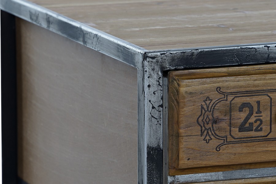 COMMODE METAL ET BOIS ESPRIT INDUSTRIEL 8 TIROIRS 110 X 52 X 64 CM - Photo N°4