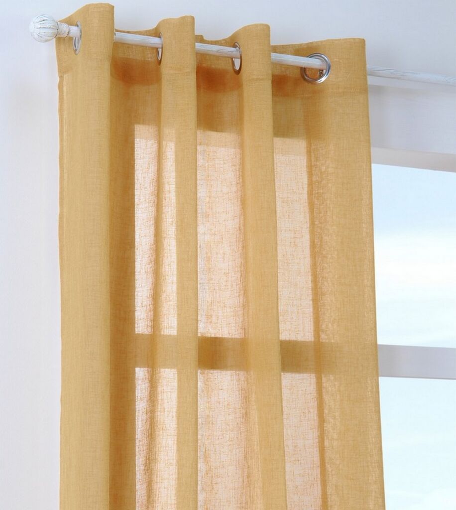 RIDEAU OEILLET PALOMA VOILE EN POLYESTER MOUTARDE 140 X 260 CM - Photo N°1