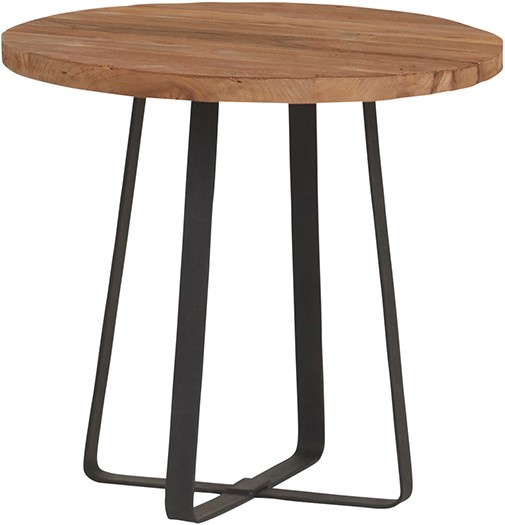 TABLE BASSE EN TECK NATUREL RECYCLE PIEDS METAL NOIR 50 X 50 X 47 CM - Photo N°3
