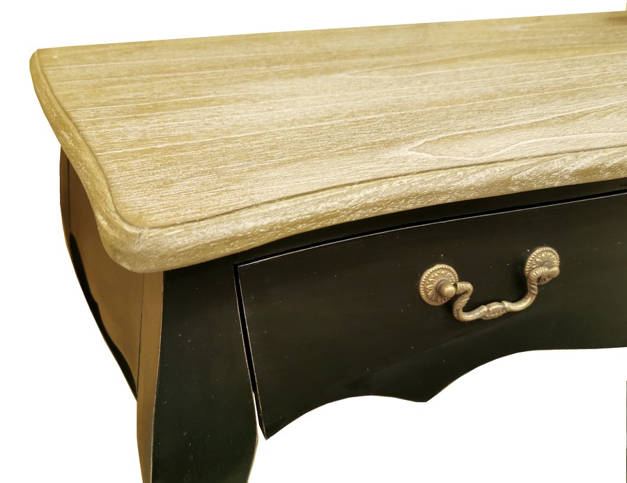 CONSOLE PAULINE NOIRE 1 TIROIR 120 X 40 X 75 CM DESSUS CHENE - Photo N°6