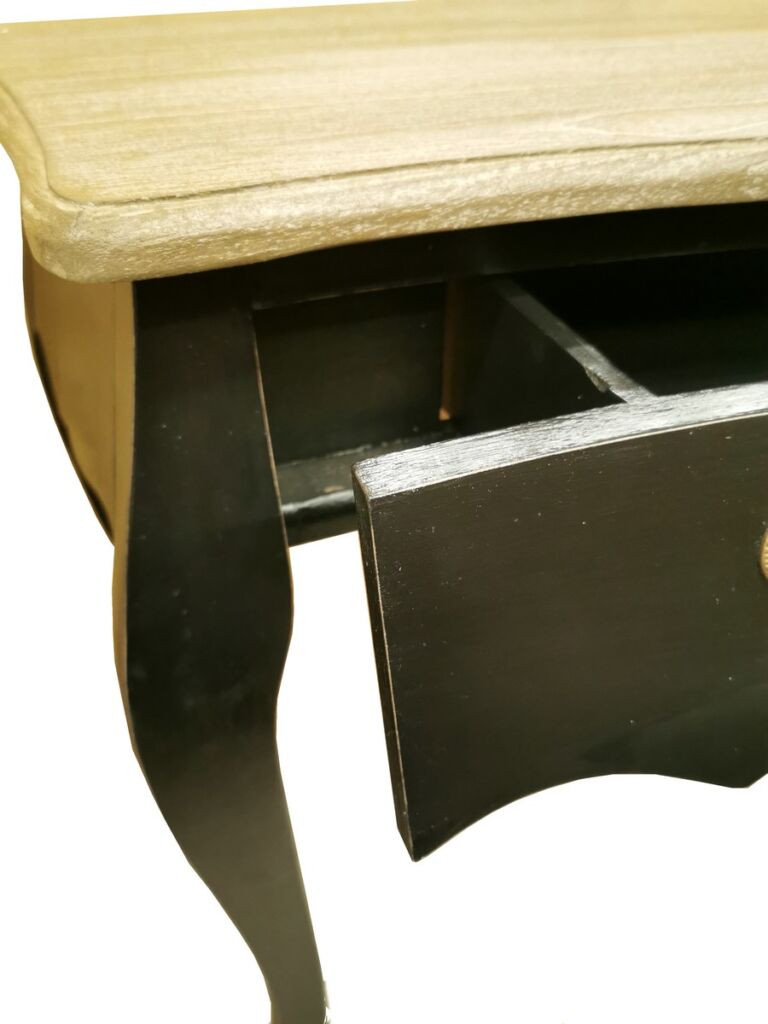 CONSOLE PAULINE NOIRE 1 TIROIR 120 X 40 X 75 CM DESSUS CHENE - Photo N°2