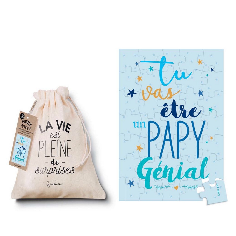 SAC PUZZLE MESSAGE Tu vas être un Papy génial - Photo N°1