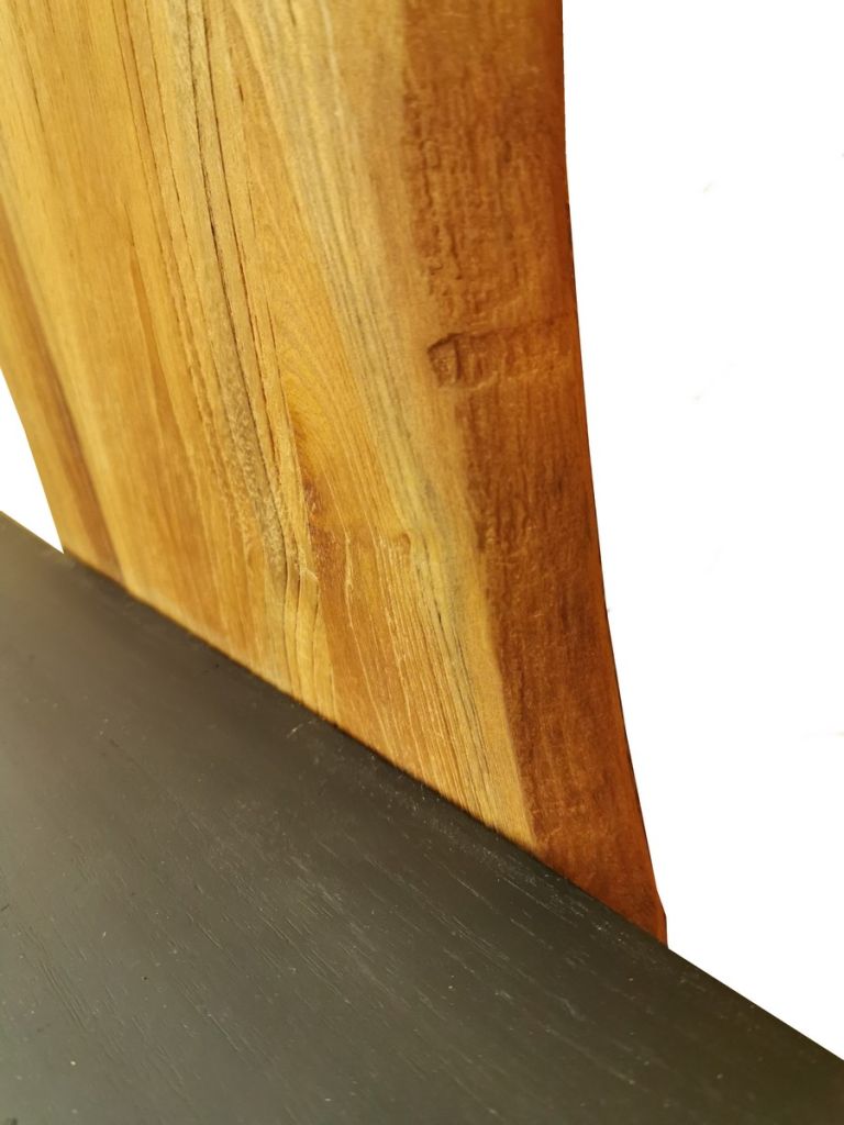 ETAGERE MURALE EN TECK MASSIF TROIS RAYONS BOIS NOIR 60 X 100 X 18 CM - Photo N°3