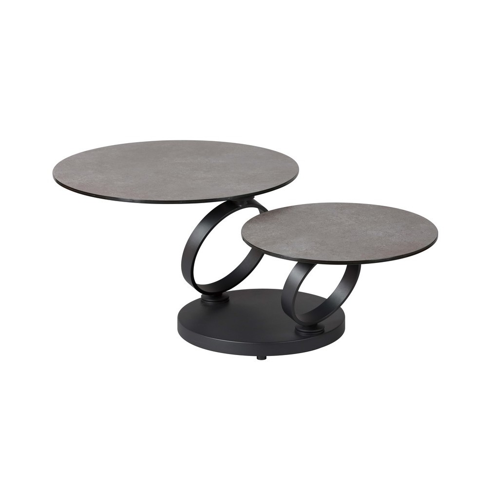 WLIVE – Table Basse Ronde Avec Panier De Rangement – Plateau Noir, Panier Gris – 60 Cm De Diamètre – Multifonction Pour Salon, Chambre