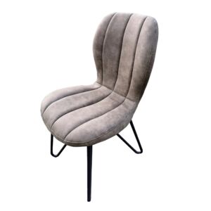 CHAISE VENUS PIEDS TUBE METAL NOIR ASSISE TAUPE TISSU  50X60X88 CM