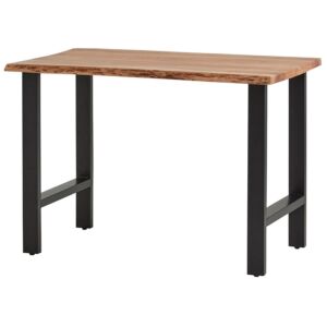 TABLE MANGE DEBOUT NEBEL ACACIA MASSIF BORD BRUT PIEDS METAL 130 X 80 X 90 CM