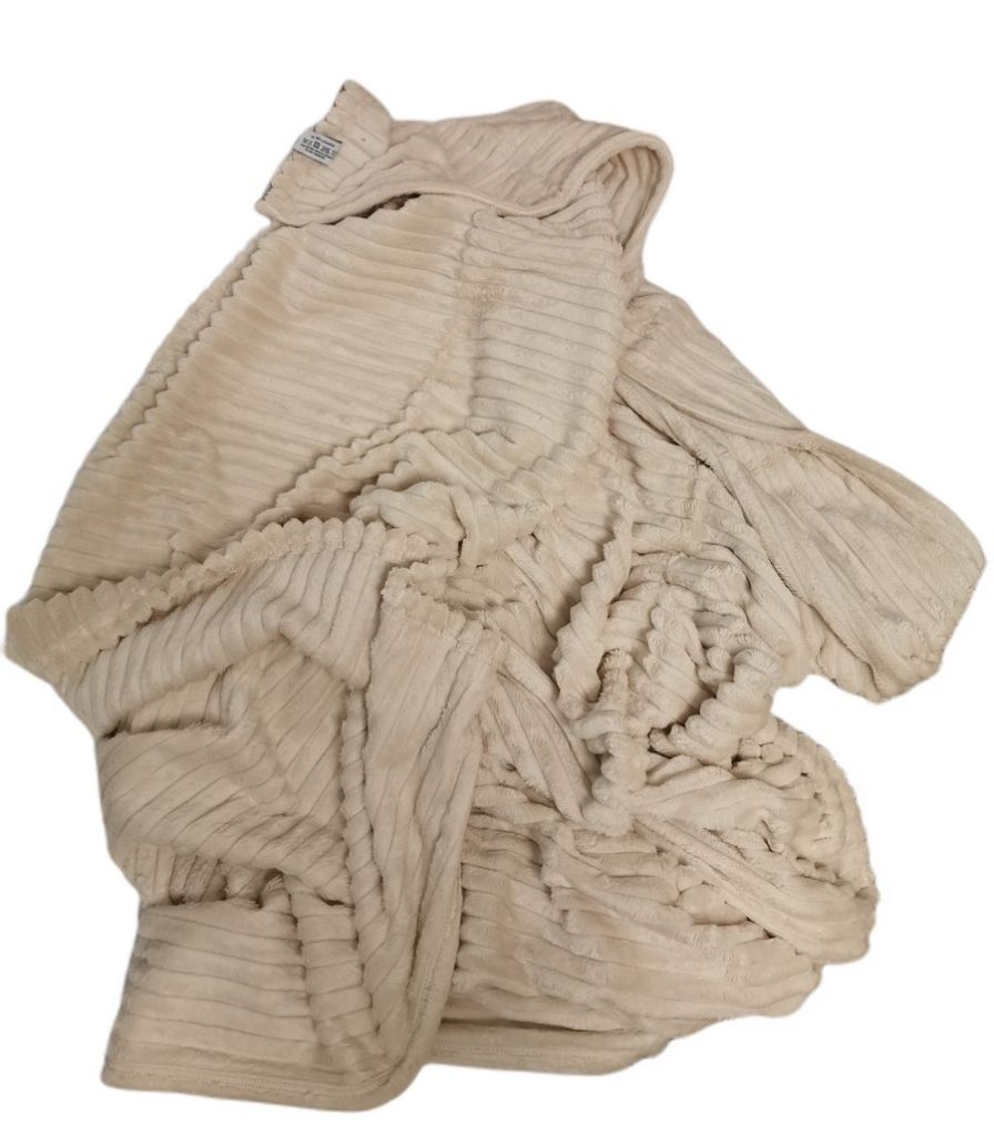 PLAID A COTES ECRU 130 X 160 CM POLYESTER - Photo N°4