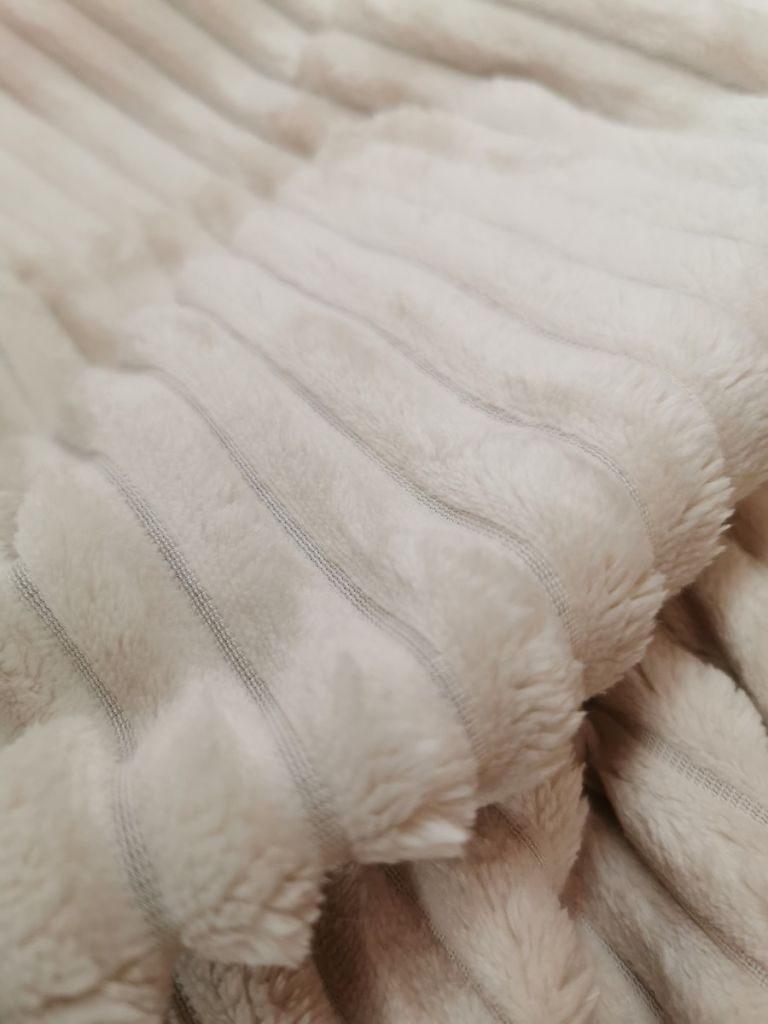 PLAID A COTES ECRU 130 X 160 CM POLYESTER - Photo N°3