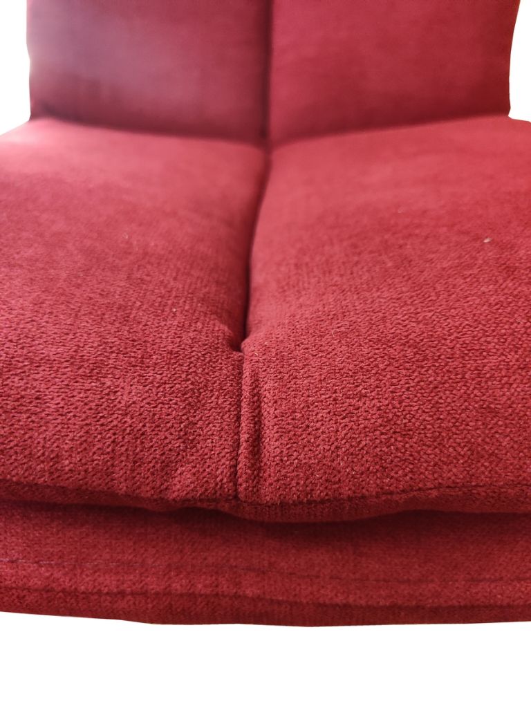 CHAISE ASCOT PIED METAL GRIS MAT ASSISE TISSU ROUGE MATELASSE 47 X 66 X 91 CM - Photo N°2