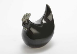 POULE CERAMIQUE GRISE 17 x 18 x 12 CM