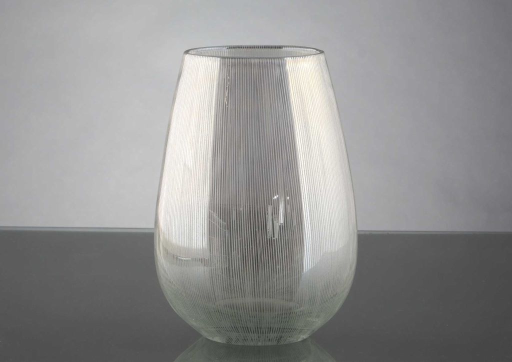 VASE EN VERRE STRIE 21 CM - Photo N°1