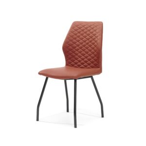 CHAISE RITZ PIED NOIR ET PU ROUGE BRIQUE 46 X 54 X 92 CM