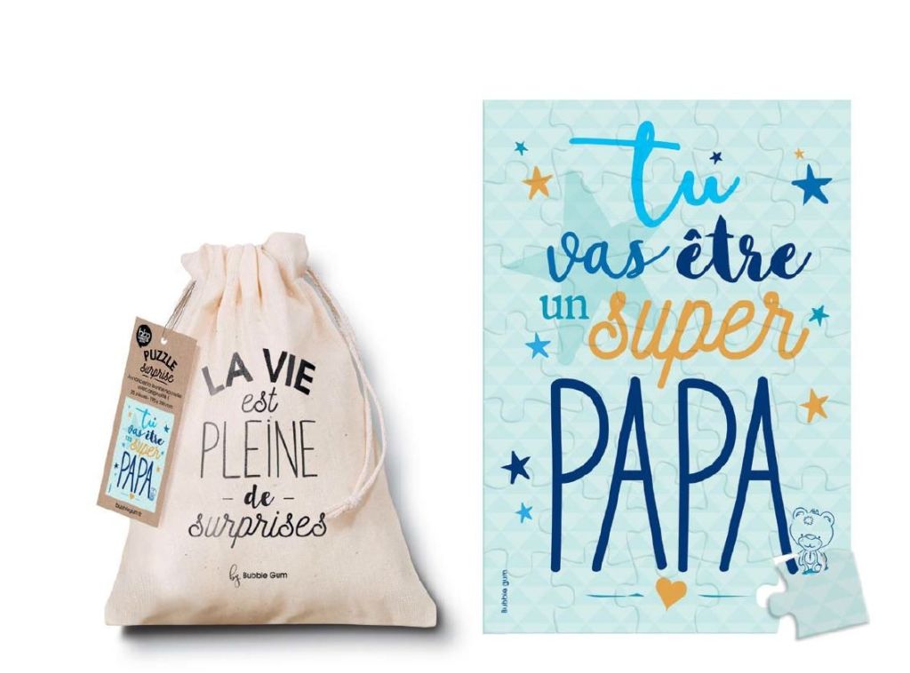 SAC PUZZLE MESSAGE Tu vas être un super Papa - Photo N°1