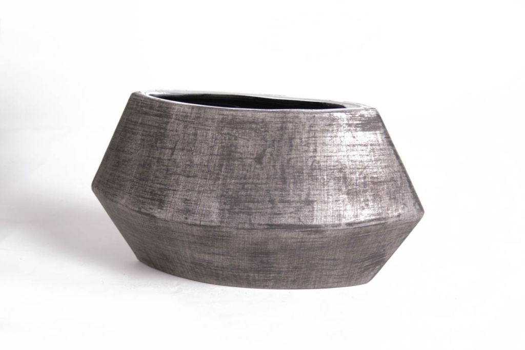 VASE TRAPEZE FINITION BROSSE EQUINOXE 14 X 28 CM - Photo N°1