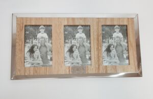 CADRE PHOTOS TRIPLE BOIS ET METAL BRILLANT HOME 43 X 22 X 1.2 CM