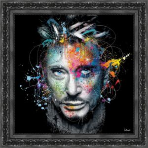 CADRE DE JOHNNY HALLYDAY REALISE PAR S BINET 49 X 49 CM