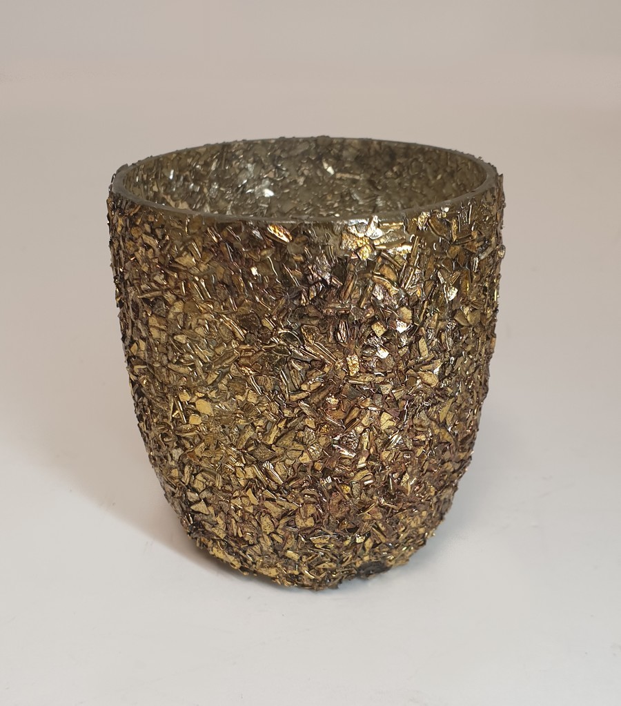 PHOTOPHORE VERRE RELIEF BRANCA OR  6.5 CM X 7 CM - Photo N°1