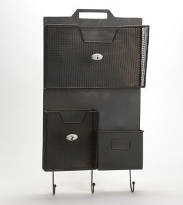 ETAGERE RANGE COURRIER MURAL EN METAL 3 CASIERS