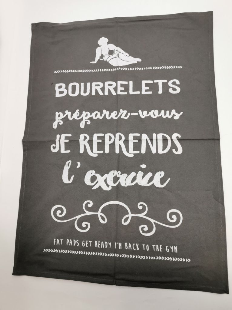 TORCHON HUMORISTIQUE 50 X 70 CM COULEUR ANTHRACITE - Photo N°1