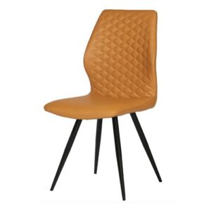 CHAISE RAZZ PIED NOIR ET PU MOUTARDE 46 X 54 X 92 CM