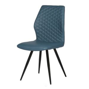 CHAISE RAZZ PIED NOIR ET PU BLEU 46 X 54 X 92 CM