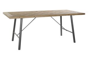 TABLE SAPIN FACON PARQUET NATUREL 190 X 90 X 77 CM PIED FER