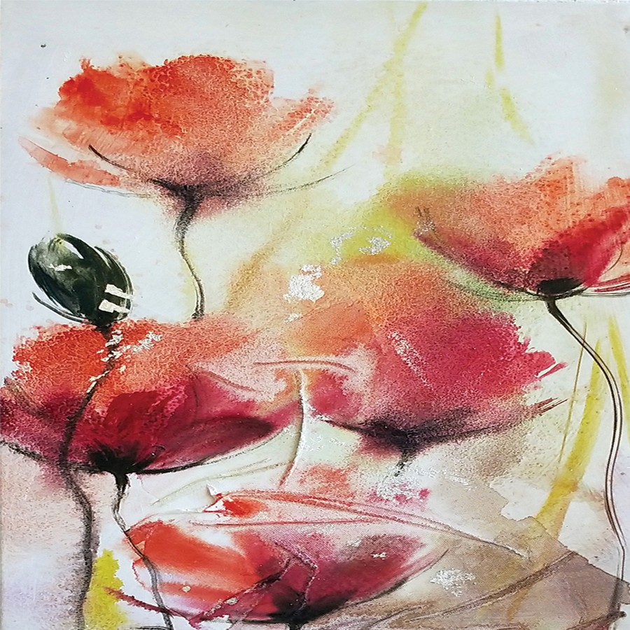 PEINTURE 60 X 60 CM COQUELICOT - Photo N°1