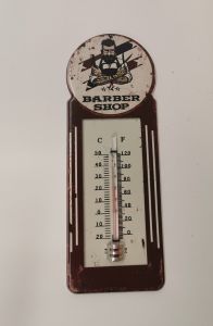 THERMOMETRE METAL BARBER SHOP HOMME DIM 10 X 29 CM