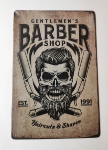 PLAQUE METAL MURALE 20X30 CM BARBER SHOP