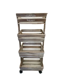 DESSERTE DE RANGEMENT SUR ROULETTES BOIS VIEILLI 33 X 34.5 X 85 CM
