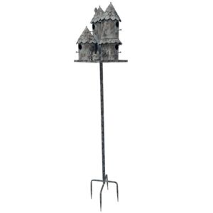 CABANE A OISEAUX EN METAL FORME MAISON SUR PIQUE 31 X 31 X 170 CM