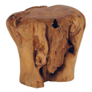 TABOURET FORME BOULE TECK MASSIF 45 X 45 CM