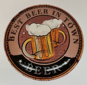 PLAQUE METAL BOMBE 35 CM BEST BEER IN TOWN