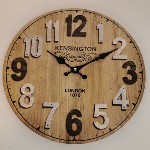 HORLOGE MURALE MDF 34 CM DECO KENSINGTON VIEILLI