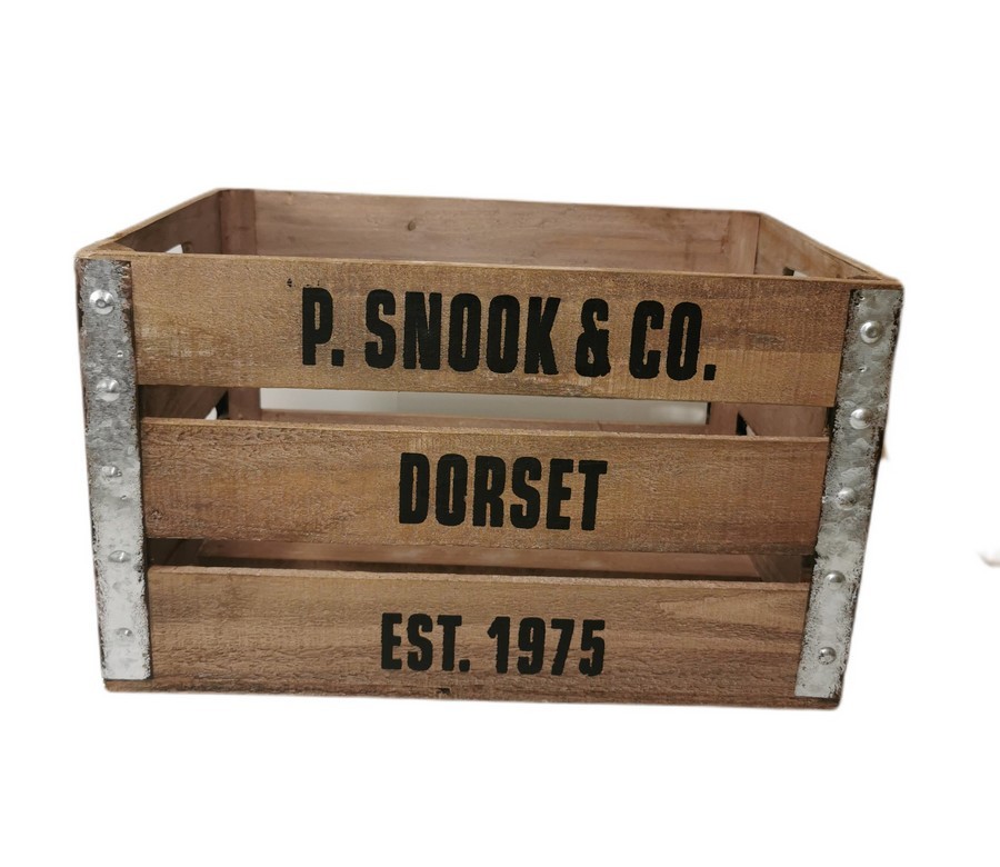 CAISSE A POMME EN BOIS ET ACIER 43.5 X 30.5 X 25.5 CM - Photo N°1