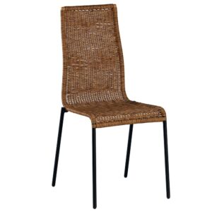 CHAISE STRUCTURE METAL NOIR ET RESINE TRESSE 44 X 99 X 53 CM