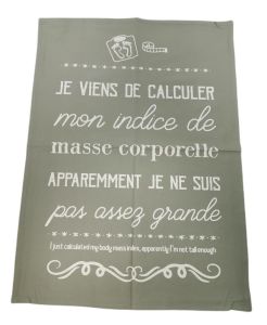 TORCHON HUMORISTIQUE 50 X 70 CM COULEUR GRIS CLAIR