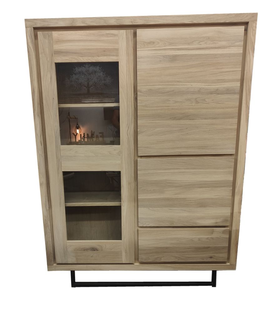 ENFILADE RIPLEY CHENE MASSIF HUILE 3 PORTES 1 TIROIR 120 X 157 X 40 CM - Photo N°2